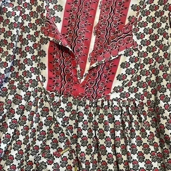 ulla johnson Silk Indian Color Block Floral Long Sleeve Bohemian Blouse Sz 4. - Picture 3 of 6